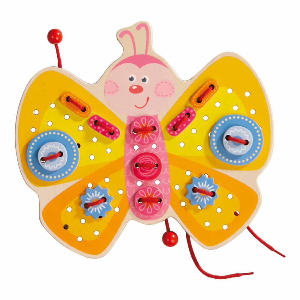 HABA Fädelspiel Schmetterling, 48-tlg., Fädel Spiele, Kinderspiele, Kinder Spiele, Spielzeug, 301124