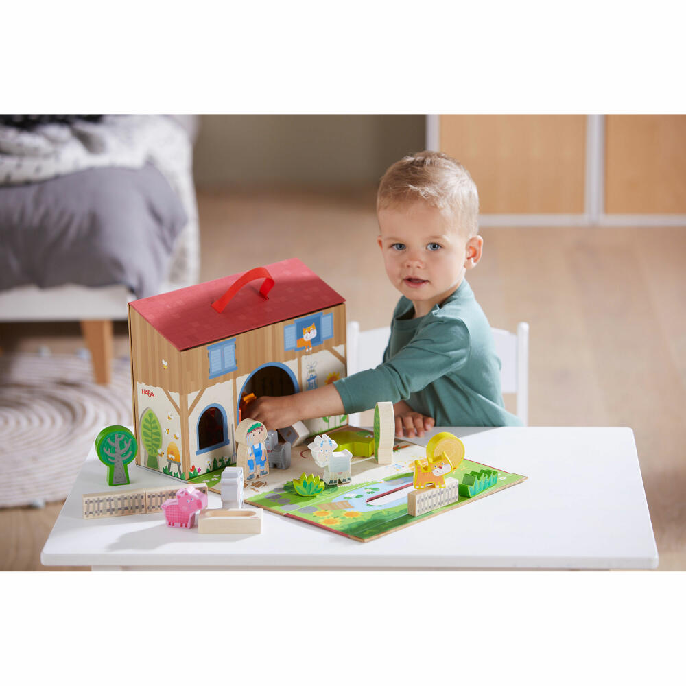 HABA Spielset Spielwelt Bauernhof, Holzspielzeug, Tierfiguren, ab 1.5 Jahren, 1306940001