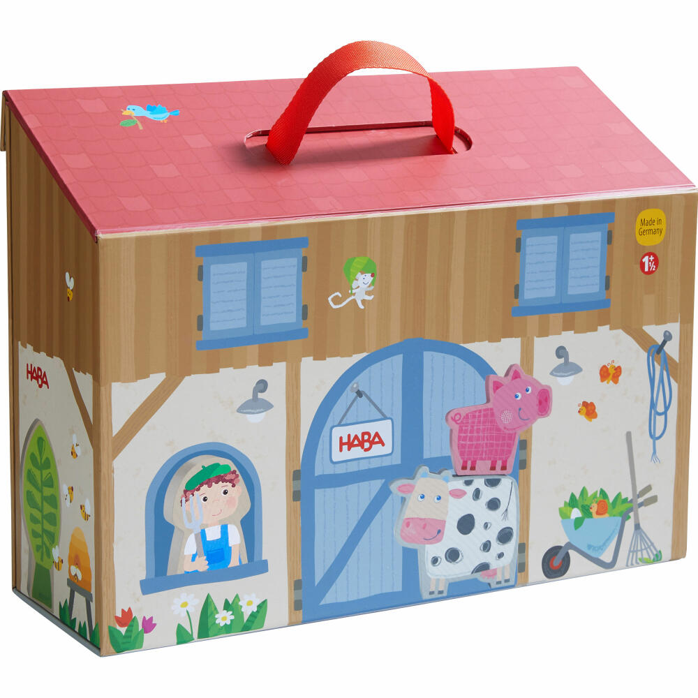 HABA Spielset Spielwelt Bauernhof, Holzspielzeug, Tierfiguren, ab 1.5 Jahren, 1306940001