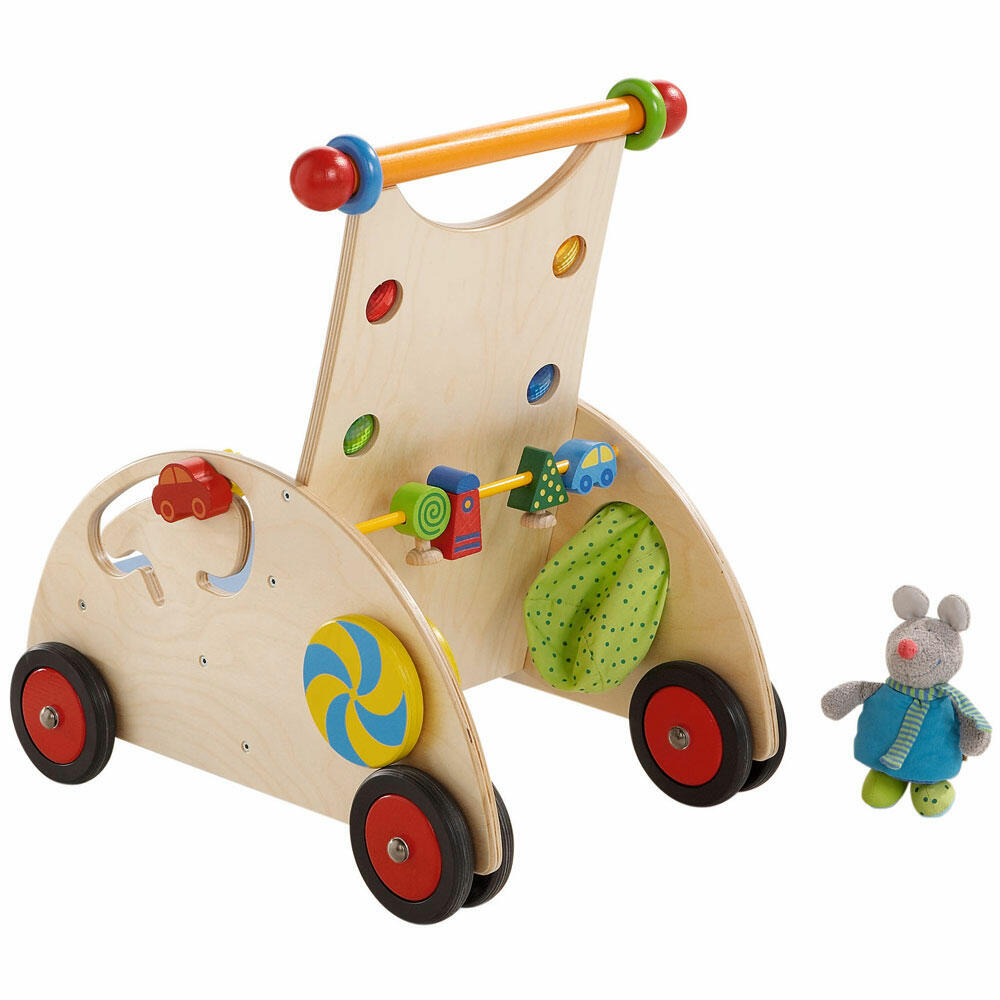 HABA Entdeckerwagen, Lauflernwagen, Lauflernhilfe, Laufen, Spielzeug, Holz, Bunt, 49 cm, 000902