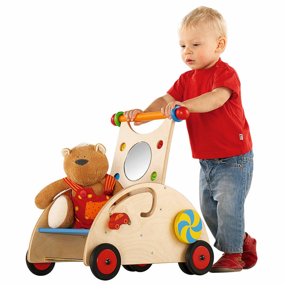 HABA Entdeckerwagen, Lauflernwagen, Lauflernhilfe, Laufen, Spielzeug, Holz, Bunt, 49 cm, 000902