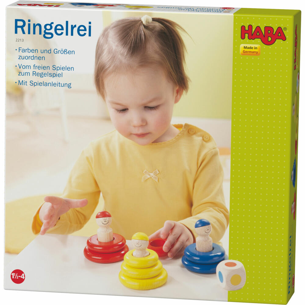 HABA Ringelrei, 13-tlg., Steckspiel, Stapelspiel, Sortierspiel, Holzspielzeug, Spielzeug, 2213