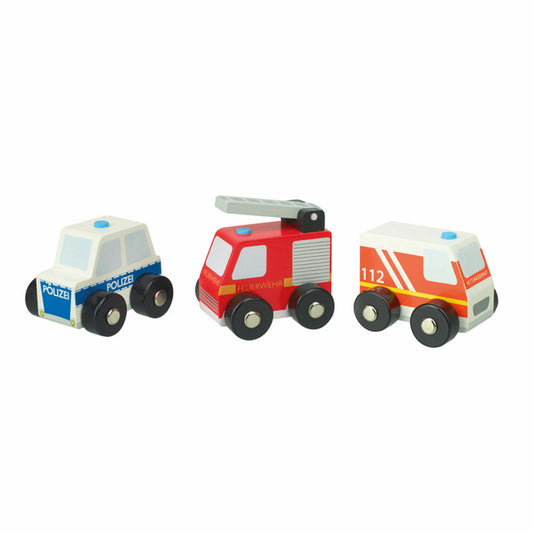 NICI Meine ersten Einsatzfahrzeuge, Holzautos, Spielzeug, Orange Tree Toys, Holz, Bunt, 46035