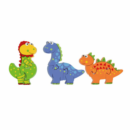 NICI Mini Puzzle Set Dinosaurier, Lernspielzeug, Spielzeug, Orange Tree Toys, Holz, Bunt, 46025