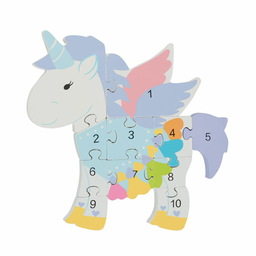 NICI Zahlenpuzzle Einhorn, Lernspielzeug, Spielzeug, Orange Tree Toys, Holz, Bunt, 46015