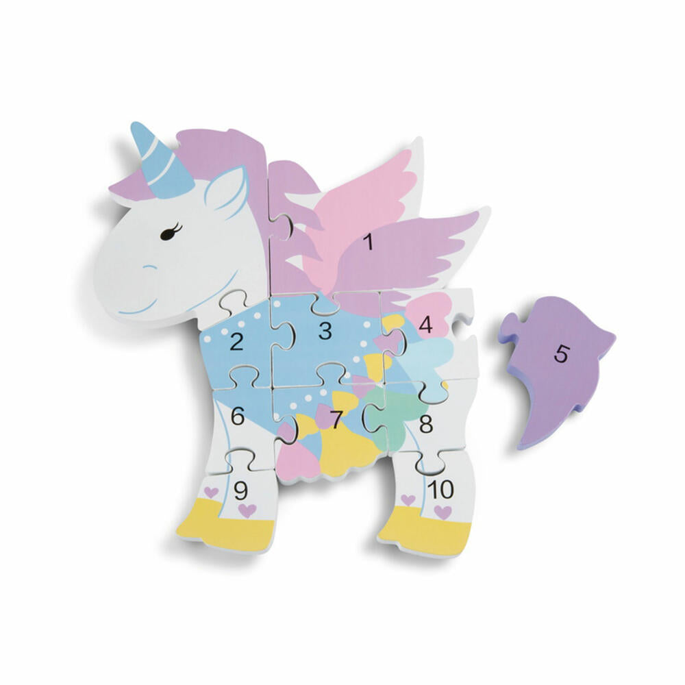 NICI Zahlenpuzzle Einhorn, Lernspielzeug, Spielzeug, Orange Tree Toys, Holz, Bunt, 46015