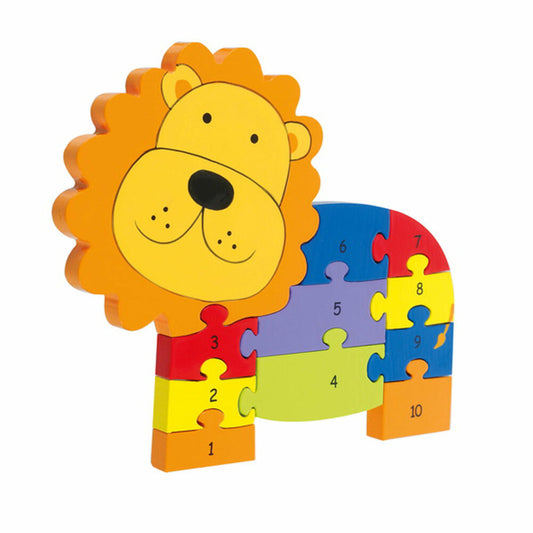 NICI Zahlenpuzzle Löwe, Lernspielzeug, Spielzeug, Orange Tree Toys, Holz, Bunt, 46013