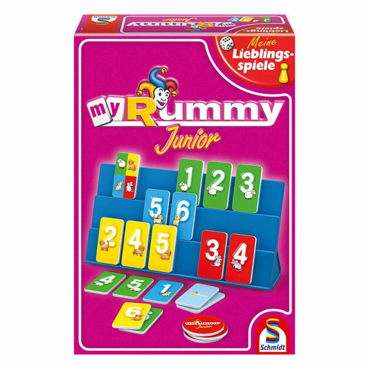 Schmidt Spiele MyRummy Junior, Kinderspiel - Meine Lieblingsspiele, Brettspiel, 2 bis 4 Spieler, 40544