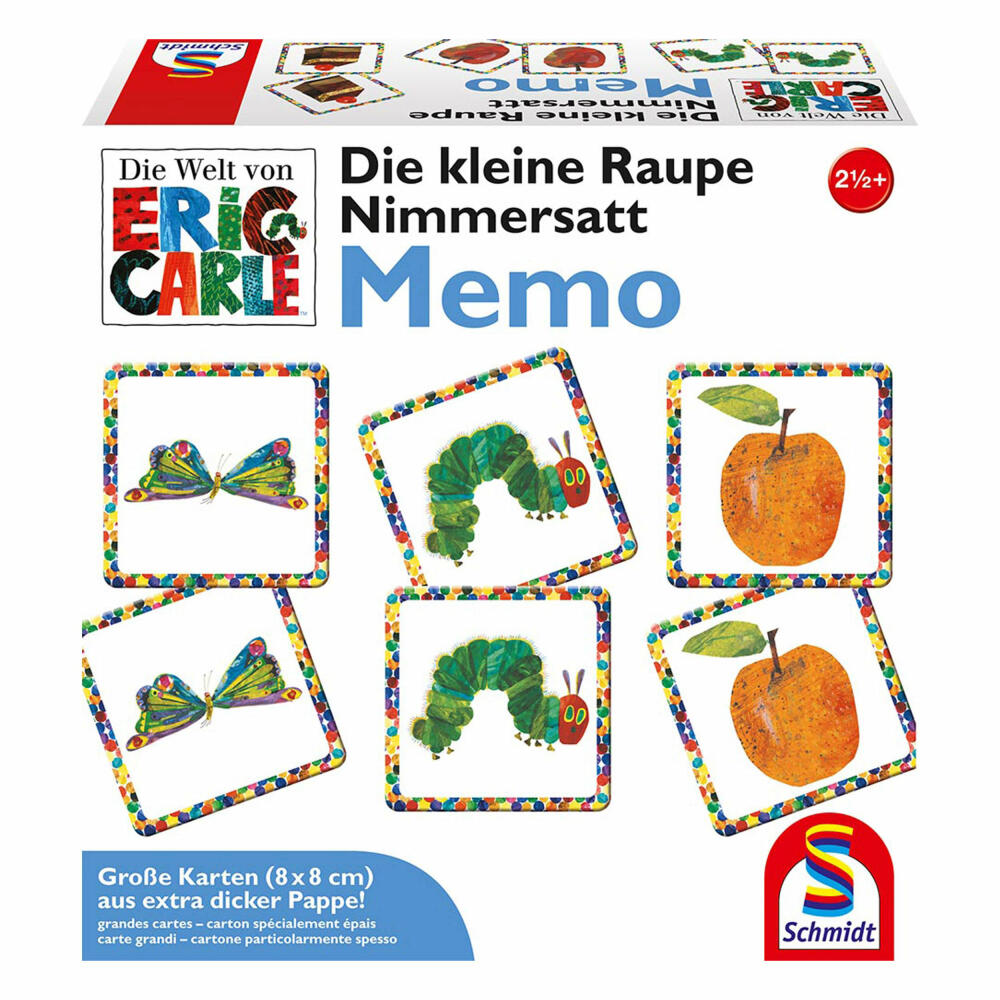 Schmidt Spiele Die kleine Raupe Nimmersatt, Memo Kinderspiel Lizenz, Kartenspiel, 2 bis 4 Spieler, 40455
