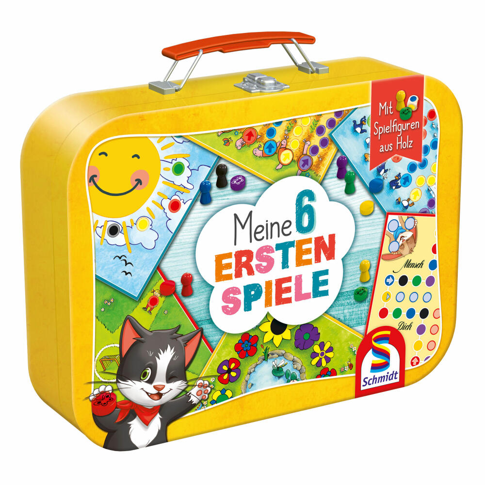 Schmidt Spiele Spielesammlung Meine 6 Ersten Spiele im Metallkoffer, Kinderspiele, Kinder Spiel, Ab 3 Jahre, 40591