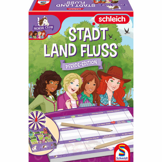 Schmidt Spiele Schleich Horse Club Stadt Land Fluss, Kinderspiel, Wissensspiel, ab 7 Jahren, 40649