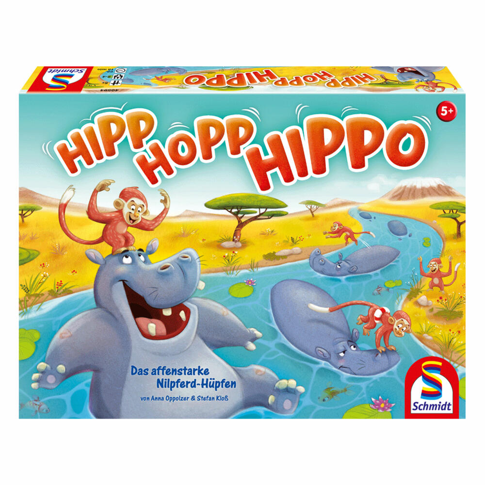 Schmidt Spiele Hipp-Hopp-Hippo Kinderspiel, Gesellschaftsspiel, Familienspiel, 2-4 Spieler, 40594