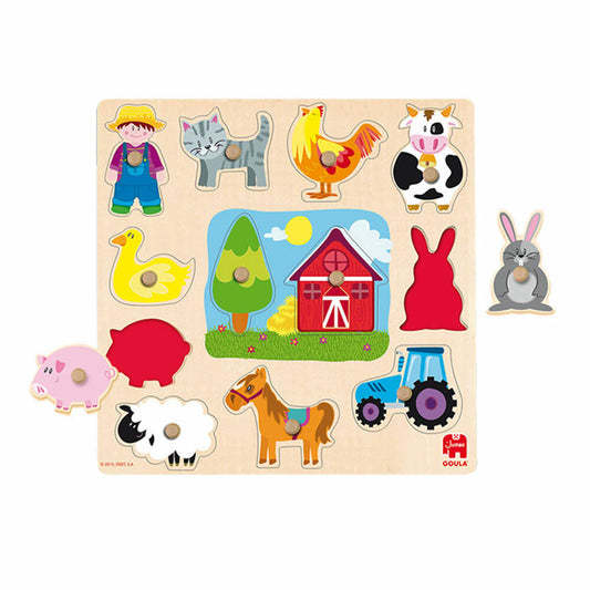 Jumbo Spiele GOULA Holzpuzzle Silhouetten Bauernhof, Kinderpuzzle, Holz Puzzle, Legespiel, Kinder, 53025