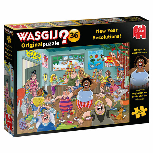 Jumbo Spiele Wasgij Original 36 - Gute Vorsätze fürs neue Jahr!, Puzzle, Erwachsenenpuzzle, Puzzlespiel, 1000 Teile, 25000