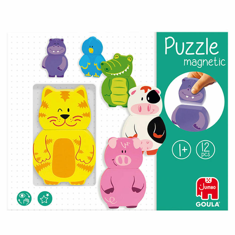 Jumbo Spiele GOULA Magnetisches Holzpuzzle Tiere, Holz Puzzle, Kinderpuzzle, Legespiel, Holzspielzeug, 55234