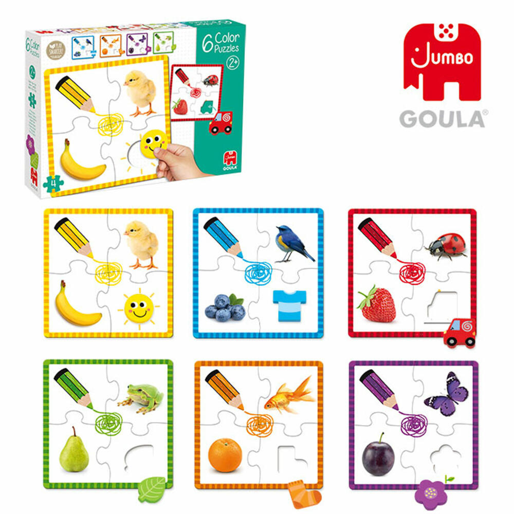 Jumbo Spiele GOULA 6 Farben-Puzzle, Holzpuzzle, Kinderpuzzle, Legespiel, Farben Lernen, 53475