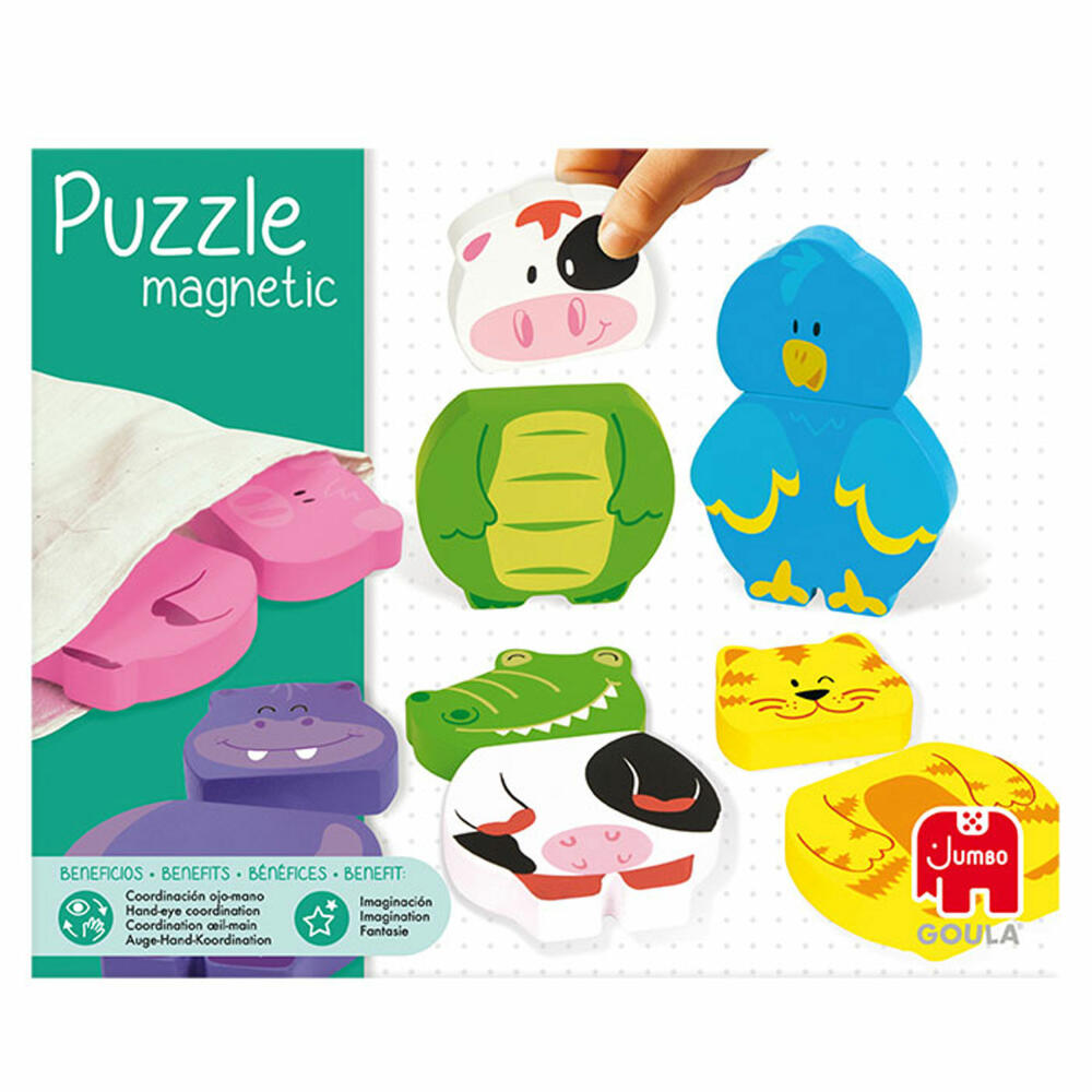 Jumbo Spiele GOULA Magnetisches Holzpuzzle Tiere, Holz Puzzle, Kinderpuzzle, Legespiel, Holzspielzeug, 55234