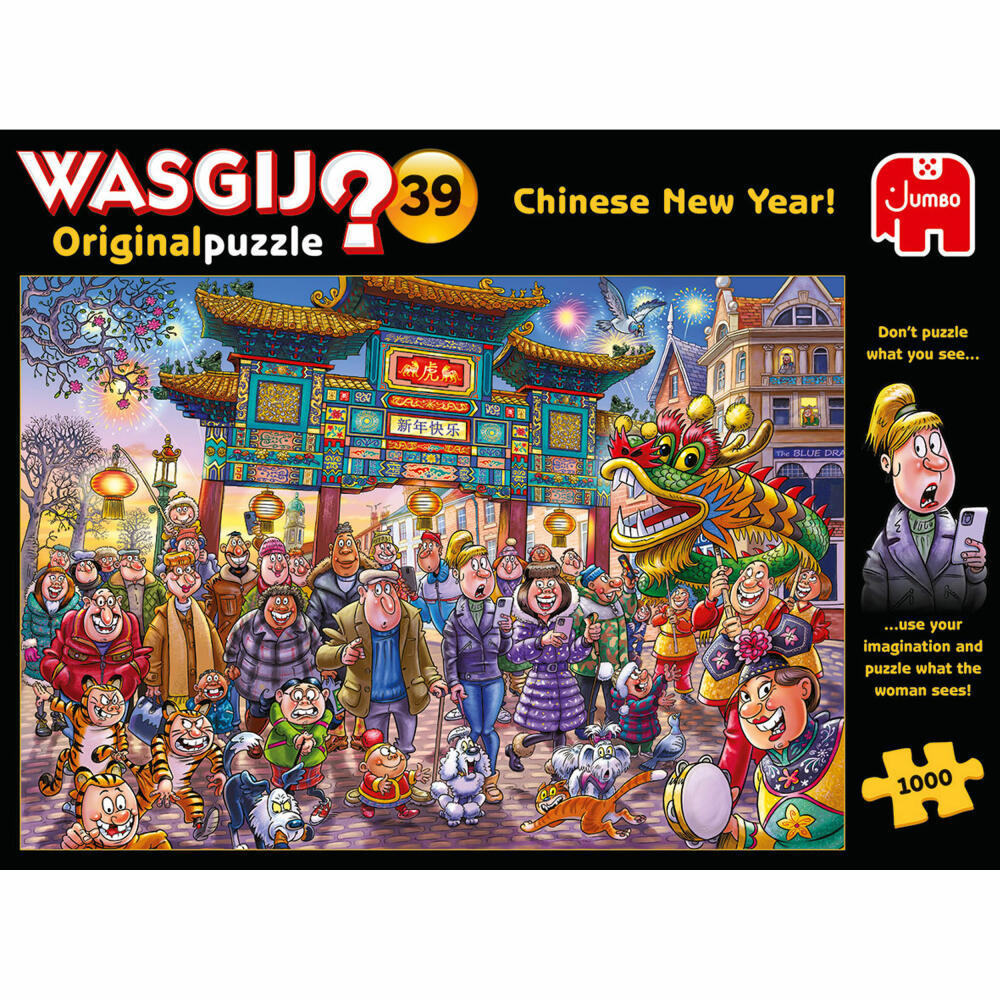 Jumbo Spiele Wasgij Original 39 - Chinese New Year!, Puzzle, Erwachsenenpuzzle, Puzzlespiel, 1000 Teile, 25011