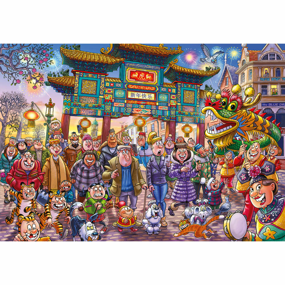 Jumbo Spiele Wasgij Original 39 - Chinese New Year!, Puzzle, Erwachsenenpuzzle, Puzzlespiel, 1000 Teile, 25011