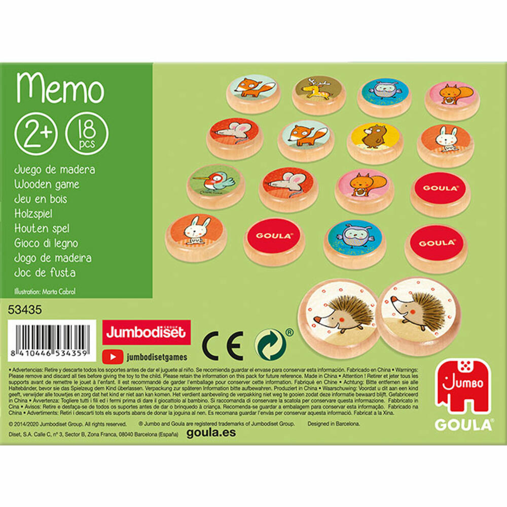 Jumbo Spiele GOULA Memo Tom und seine Waldfreunde, Memospiel,  Suchspiel, Kinder, 53435