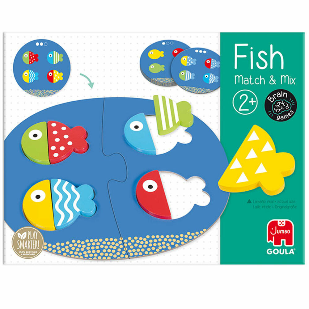 Jumbo Spiele GOULA Fisch Match & Mix, Lernspiel, Kinderspielzeug, Holzspielzeug, Kinder Spielzeug, 53476