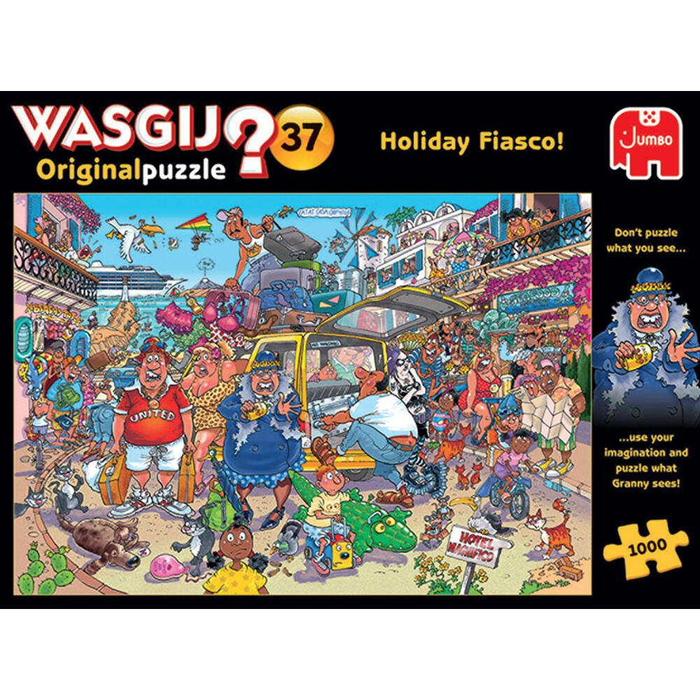 Jumbo Spiele Wasgij Original 37 - Holiday Fiasco!, Puzzle, Erwachsenenpuzzle, Puzzlespiel, 1000 Teile, 25004