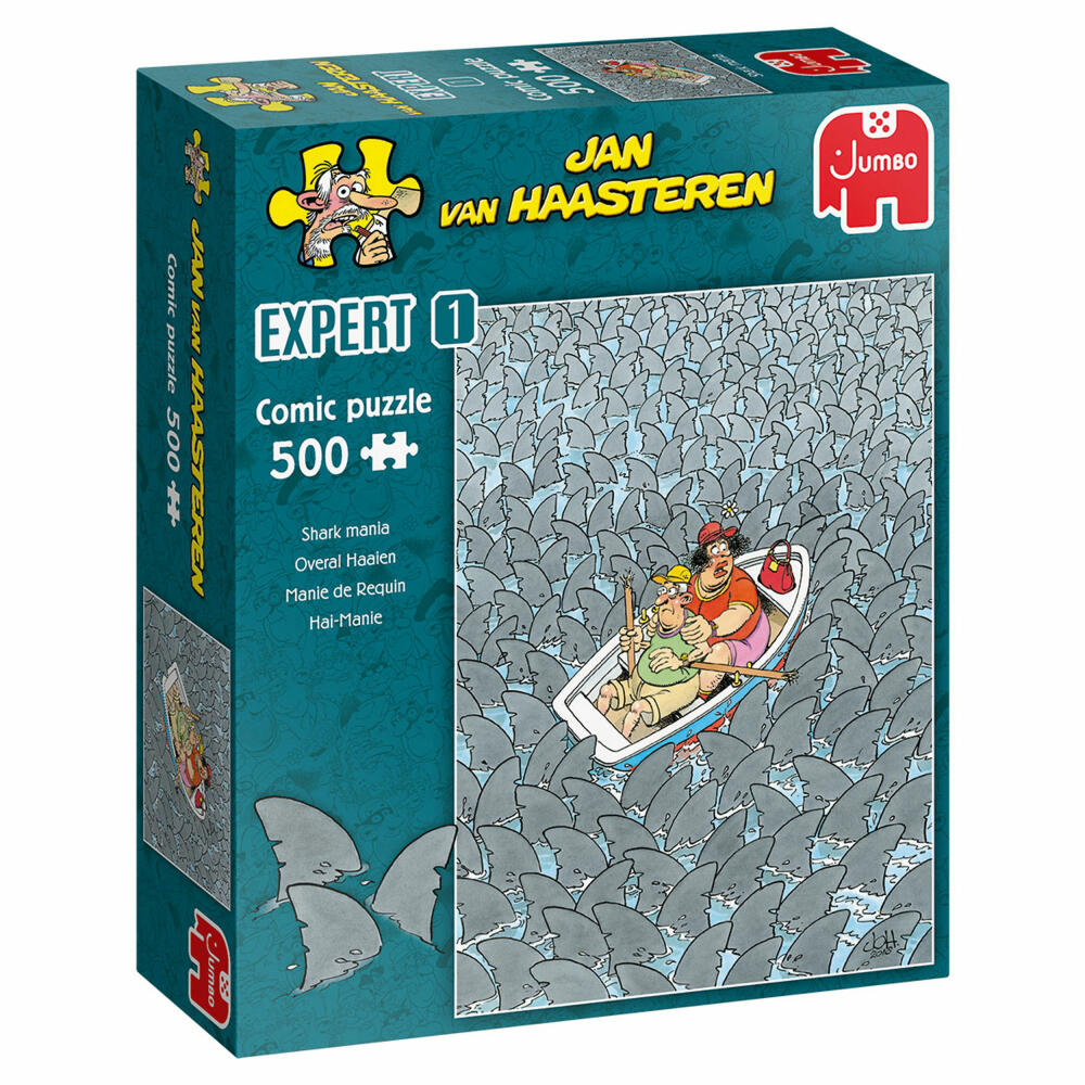 Jumbo Spiele Jan van Haasteren Expert- Hai-Wahnsinn, Puzzle, Comicpuzzle, Comic, Puzzlespiel, 500 Teile, 20089