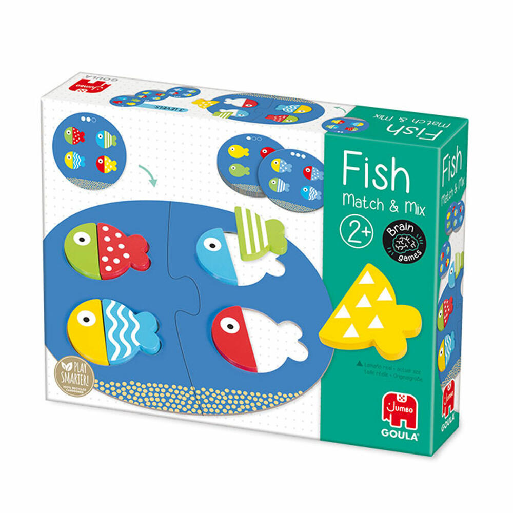 Jumbo Spiele GOULA Fisch Match & Mix, Lernspiel, Kinderspielzeug, Holzspielzeug, Kinder Spielzeug, 53476