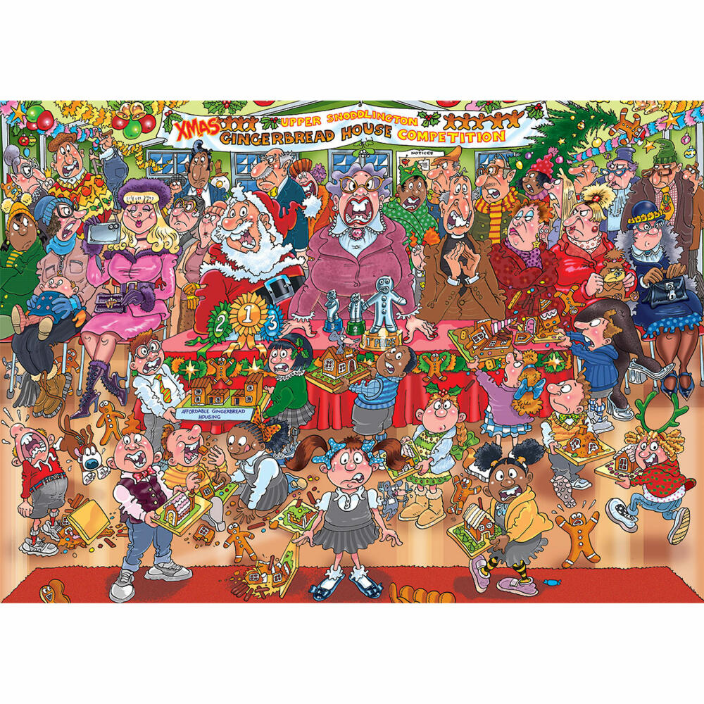 Jumbo Spiele Wasgij Christmas 18 - Lebkuchen Showstopper, Puzzle, Erwachsenenpuzzle, Puzzlespiel, 1000 Teile, 25017