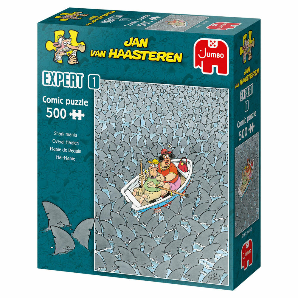 Jumbo Spiele Jan van Haasteren Expert- Hai-Wahnsinn, Puzzle, Comicpuzzle, Comic, Puzzlespiel, 500 Teile, 20089