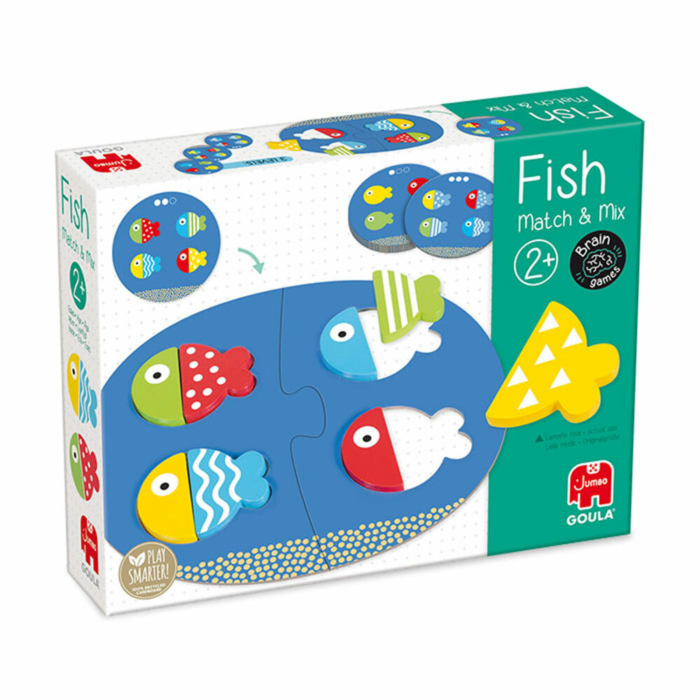 Jumbo Spiele GOULA Fisch Match & Mix, Lernspiel, Kinderspielzeug, Holzspielzeug, Kinder Spielzeug, 53476