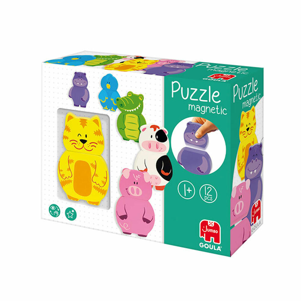 Jumbo Spiele GOULA Magnetisches Holzpuzzle Tiere, Holz Puzzle, Kinderpuzzle, Legespiel, Holzspielzeug, 55234