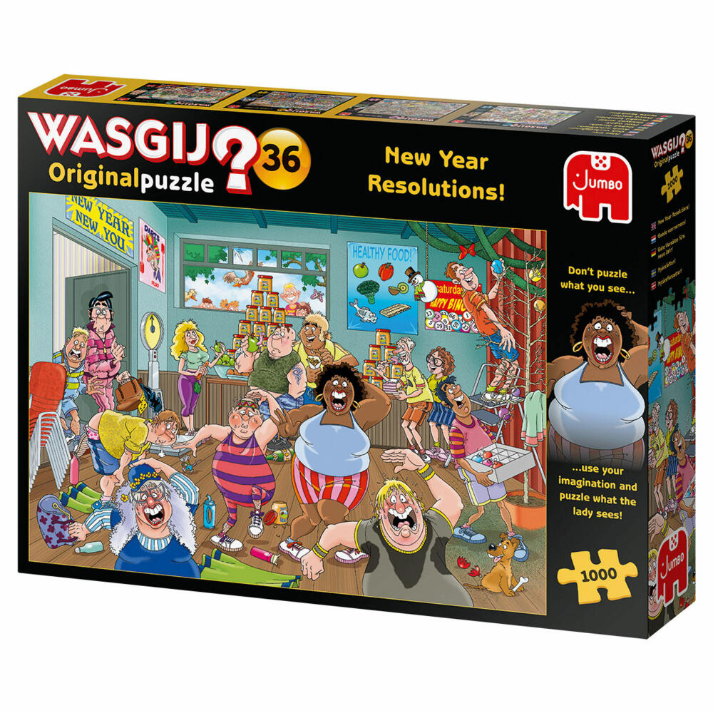 Jumbo Spiele Wasgij Original 36 - Gute Vorsätze fürs neue Jahr!, Puzzle, Erwachsenenpuzzle, Puzzlespiel, 1000 Teile, 25000