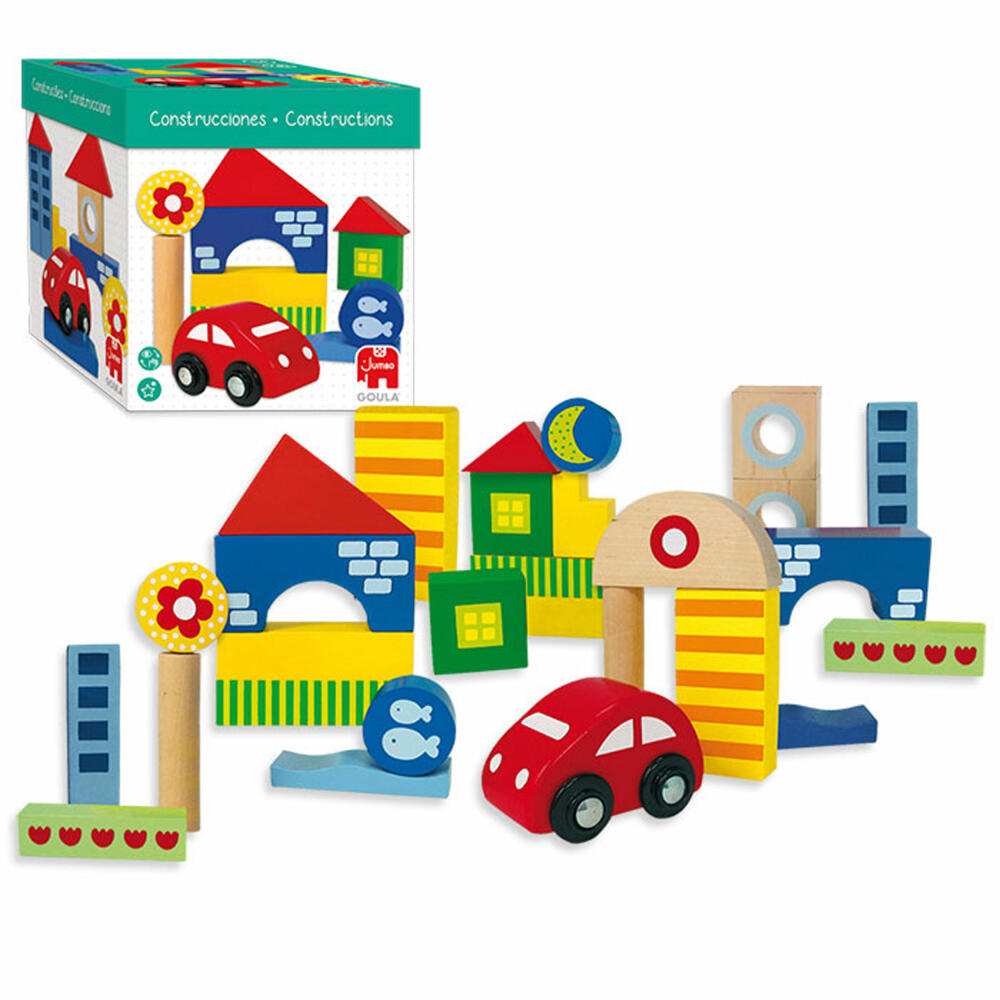 Jumbo Spiele GOULA Holzbausteine-Set, 26-tlg., Spielsteine, Bausteine, Bauklötze, Kinder, Holz, 50202