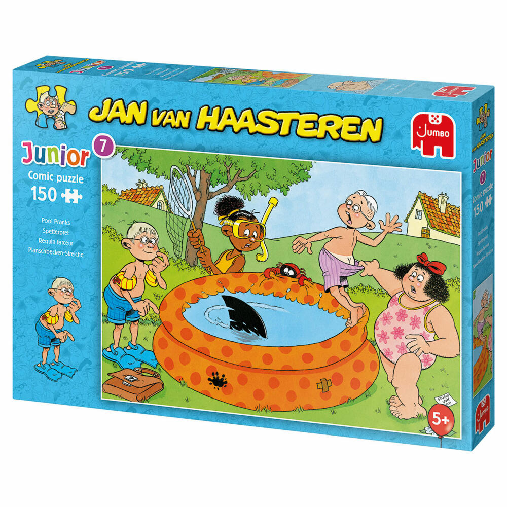 Jumbo Spiele Jan van Haasteren Junior - Streiche im Pool, Kinderpuzzle, Kinder Puzzle, Legespiel, 150 Teile, 20078