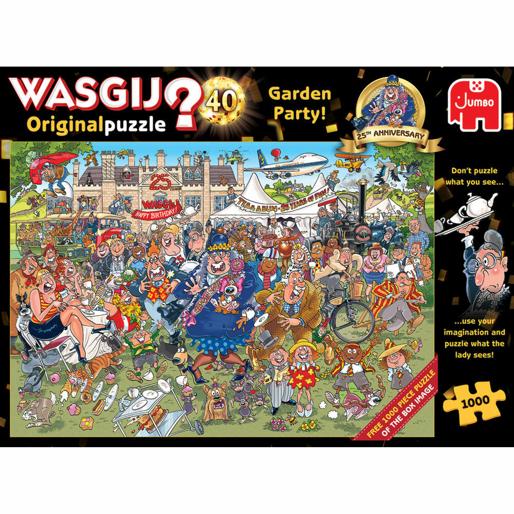 Jumbo Spiele Wasgij Original 40 - Gartenfest, Puzzle, Erwachsenenpuzzle, Puzzlespiel, 1000 Teile, 25019