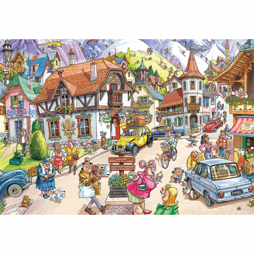 Jumbo Spiele Wasgij Mystery 20 - Idylle in den Bergen!, Puzzle, Mysterypuzzle, Rätsel, 1000 Teile, 25002