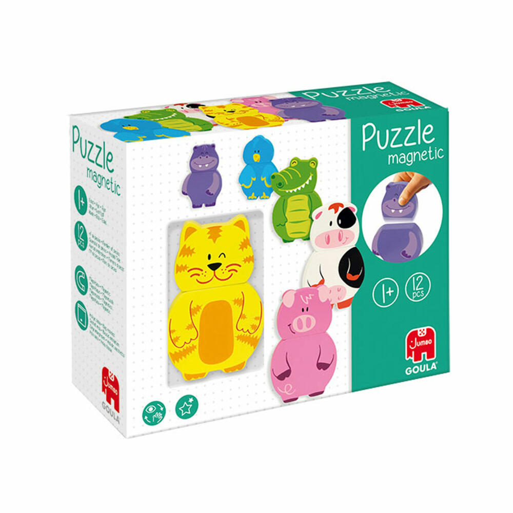 Jumbo Spiele GOULA Magnetisches Holzpuzzle Tiere, Holz Puzzle, Kinderpuzzle, Legespiel, Holzspielzeug, 55234