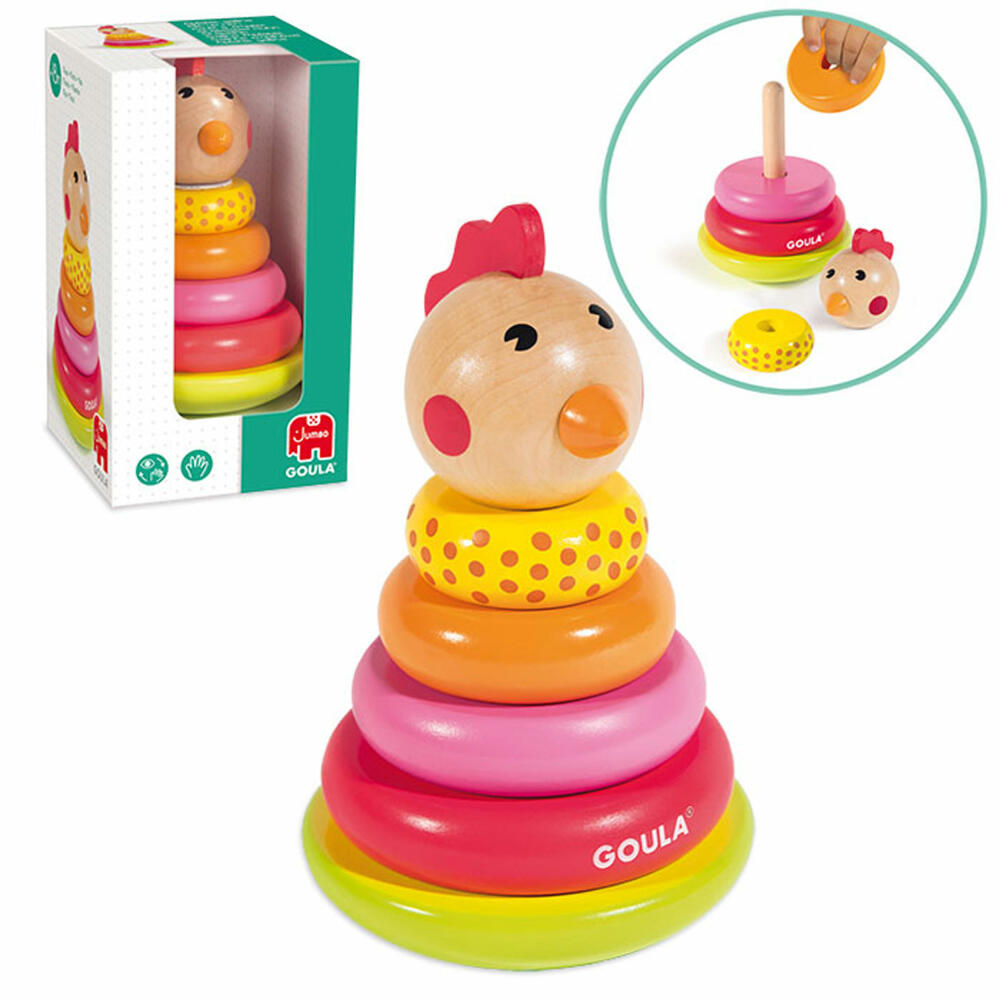 Jumbo Spiele GOULA Stapel-Huhn, Stapelspielzeug, Stapelspiel, Kinder Spielzeug, Stapelturm, Holz, 53457