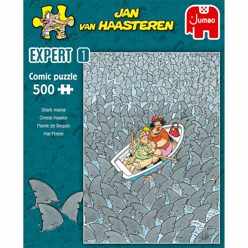 Jumbo Spiele Jan van Haasteren Expert- Hai-Wahnsinn, Puzzle, Comicpuzzle, Comic, Puzzlespiel, 500 Teile, 20089