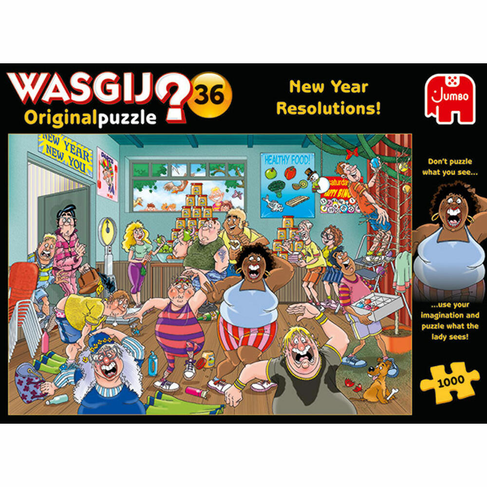 Jumbo Spiele Wasgij Original 36 - Gute Vorsätze fürs neue Jahr!, Puzzle, Erwachsenenpuzzle, Puzzlespiel, 1000 Teile, 25000