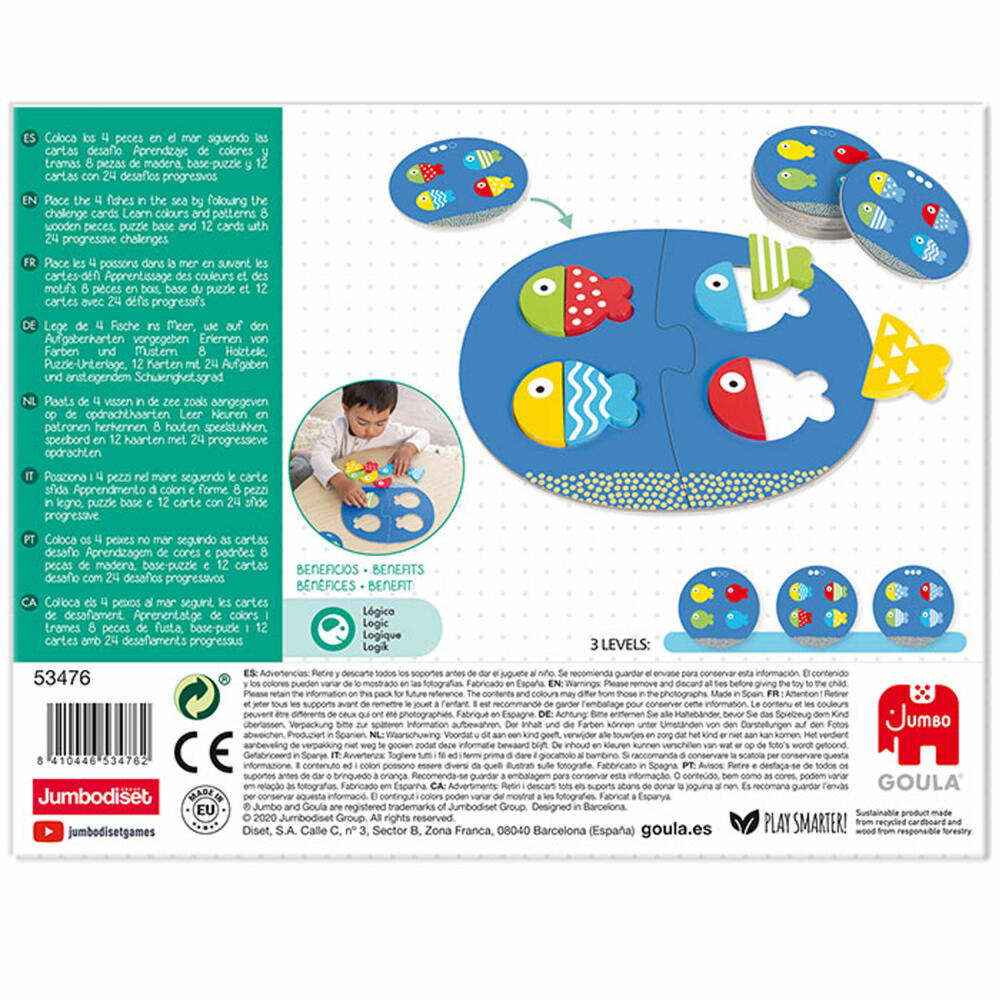 Jumbo Spiele GOULA Fisch Match & Mix, Lernspiel, Kinderspielzeug, Holzspielzeug, Kinder Spielzeug, 53476