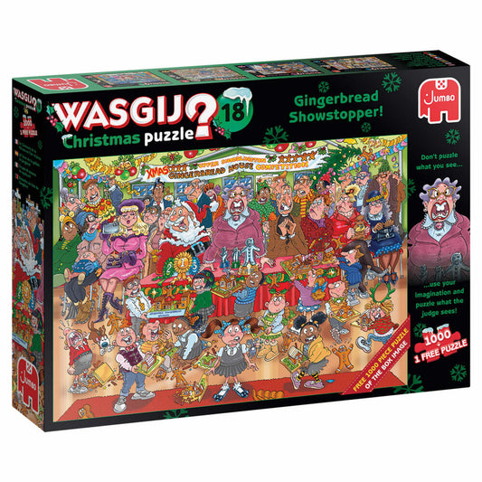 Jumbo Spiele Wasgij Christmas 18 - Lebkuchen Showstopper, Puzzle, Erwachsenenpuzzle, Puzzlespiel, 1000 Teile, 25017