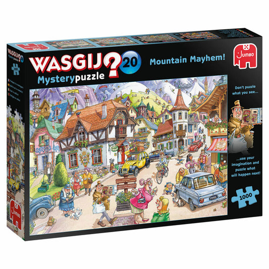 Jumbo Spiele Wasgij Mystery 20 - Idylle in den Bergen!, Puzzle, Mysterypuzzle, Rätsel, 1000 Teile, 25002