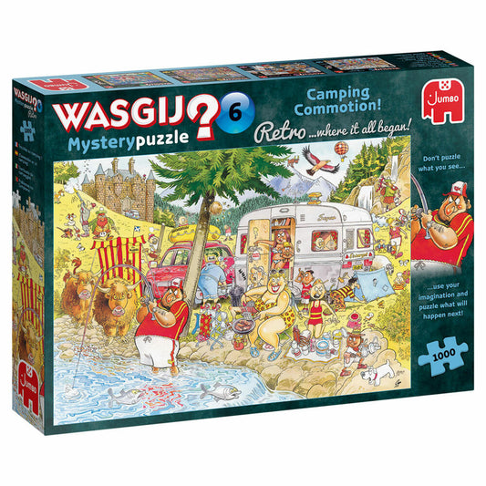 Jumbo Spiele Wasgij Retro Mystery 6 - Camping-Wahnsinn!, Puzzle, Mysterypuzzle, Rätsel, 1000 Teile, 25016