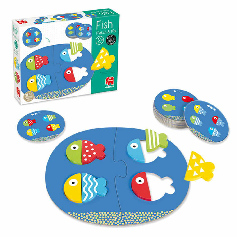 Jumbo Spiele GOULA Fisch Match & Mix, Lernspiel, Kinderspielzeug, Holzspielzeug, Kinder Spielzeug, 53476