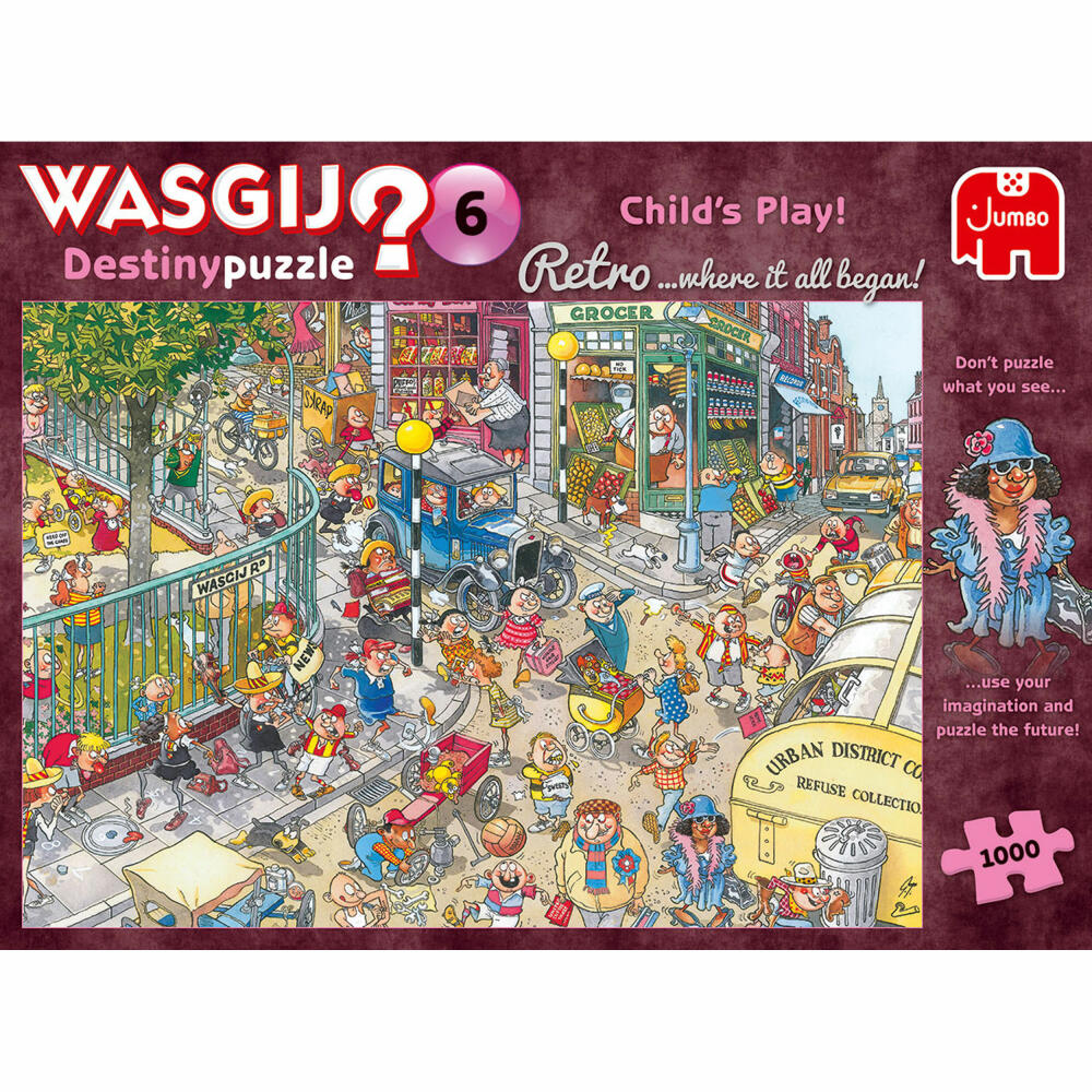 Jumbo Spiele Wasgij Retro Destiny 6 - Kinderspiel!, Puzzle, Erwachsenenpuzzle, Puzzlespiel, 1000 Teile, 25015