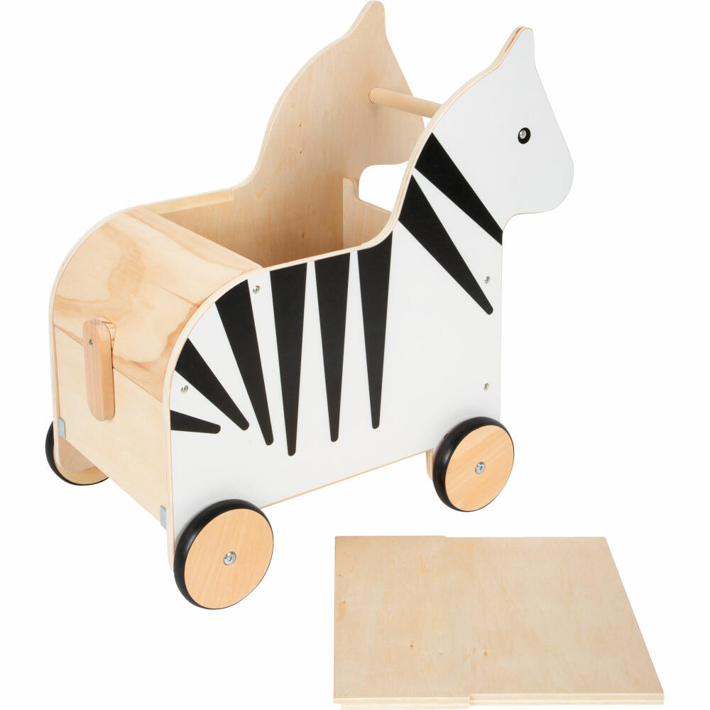 Legler Small Foot Spielzeugkiste mit Rollen Zebra Wildlife, ab 12 Monaten, 12425