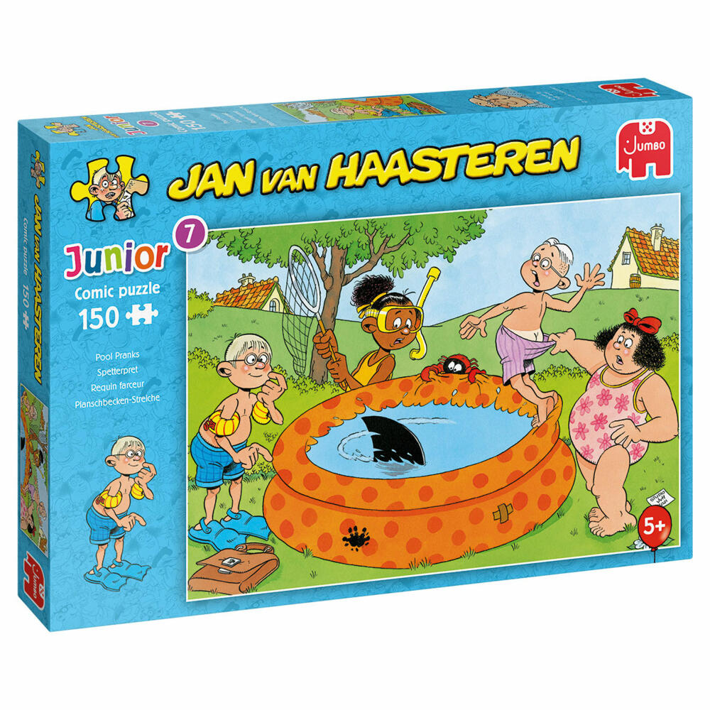 Jumbo Spiele Jan van Haasteren Junior - Streiche im Pool, Kinderpuzzle, Kinder Puzzle, Legespiel, 150 Teile, 20078