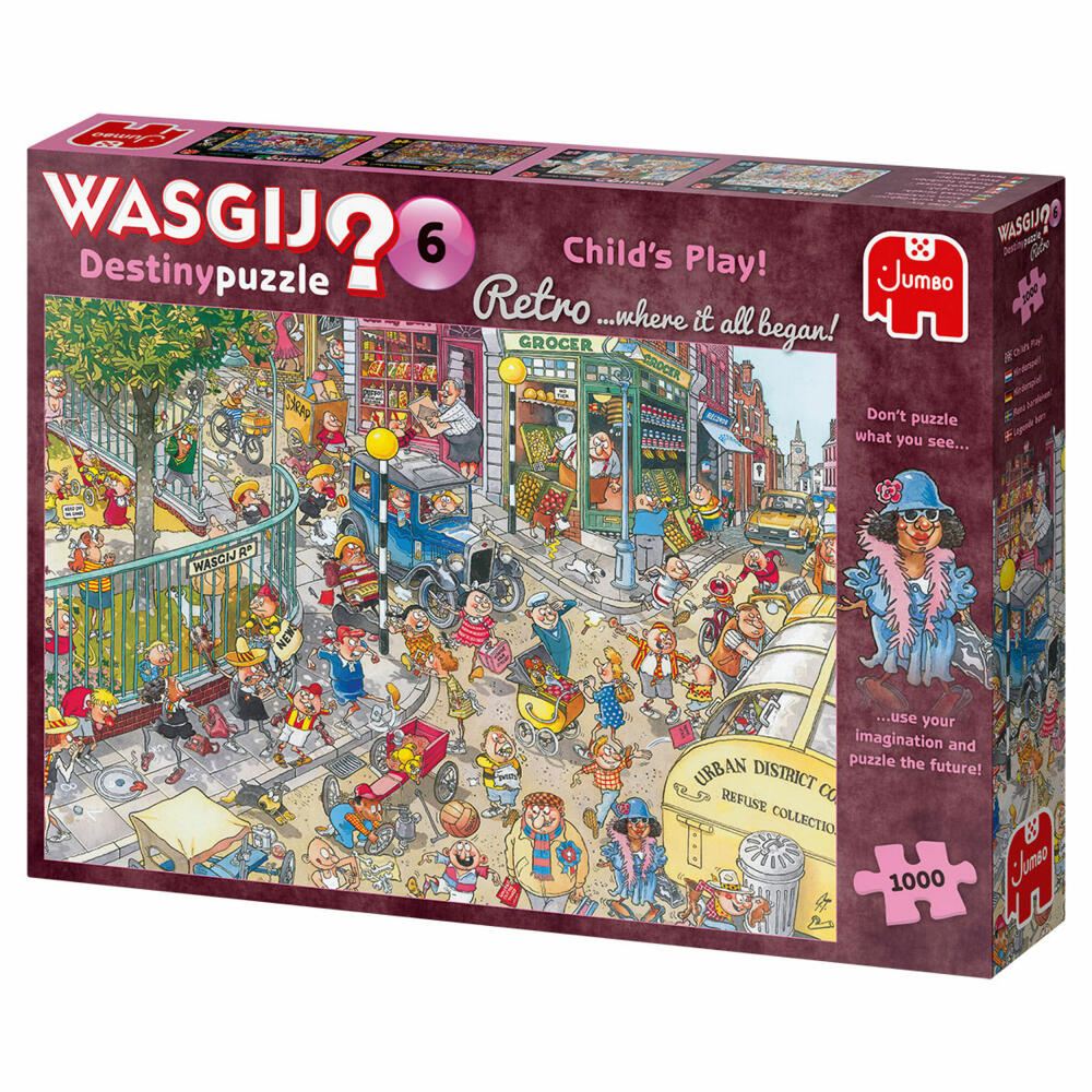 Jumbo Spiele Wasgij Retro Destiny 6 - Kinderspiel!, Puzzle, Erwachsenenpuzzle, Puzzlespiel, 1000 Teile, 25015